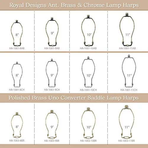 Royal Designs Heavy Duty Lamp Harp Finial & Holder Set 8" Polished Brass | Easy Fit & Modern Decor thumbnail 5