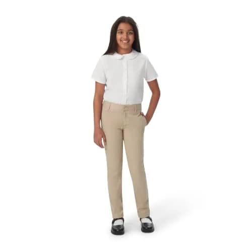 French Toast Girls' Skinny Fit Stretch Twill Pant, Khaki, 7 | School Uniform Essential with Stretch & Comfort thumbnail 2
