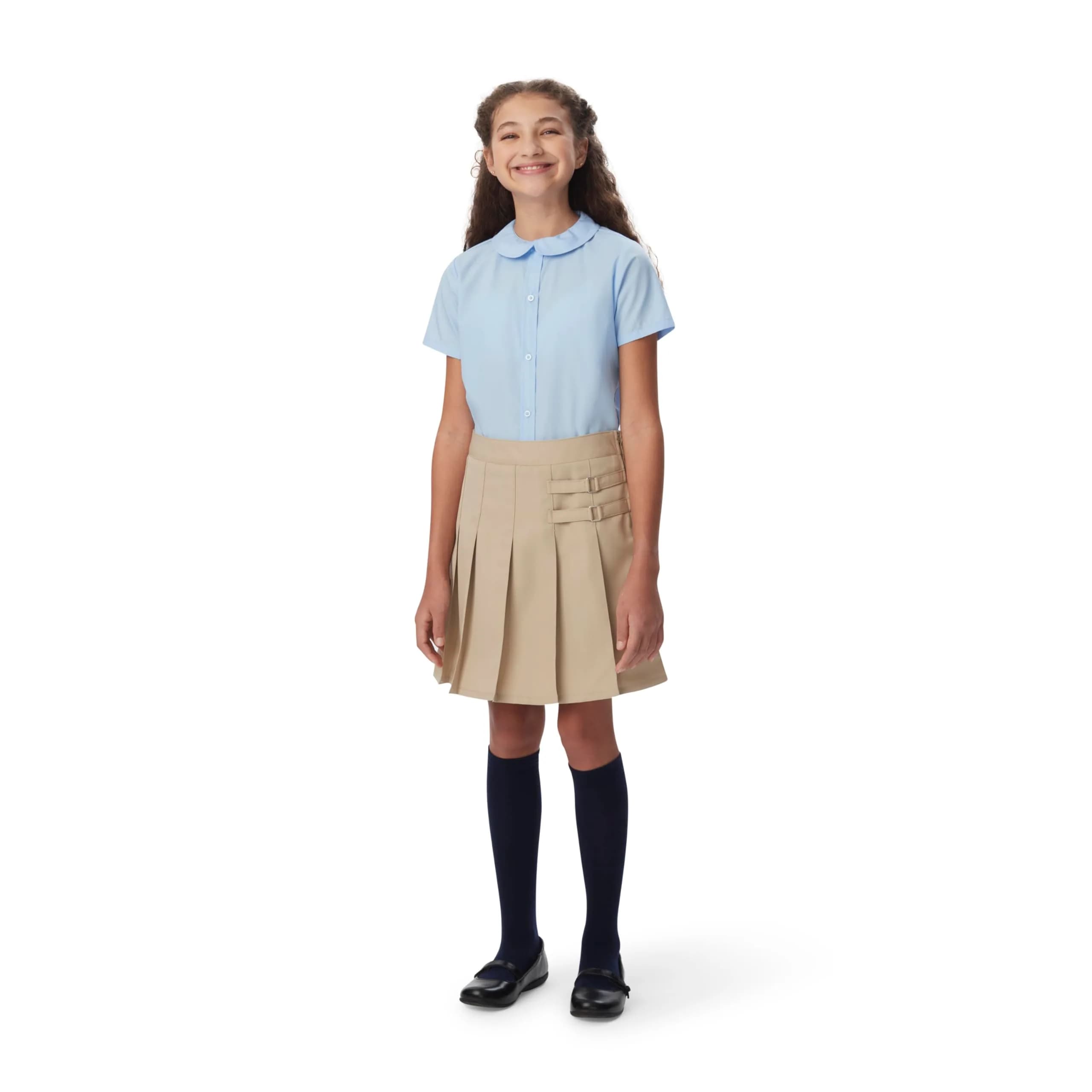 French Toast Girls' Adjustable Waist 2-Tab Scooter, Khaki, 12 | School Uniform with Built-in Shorts — Khaki