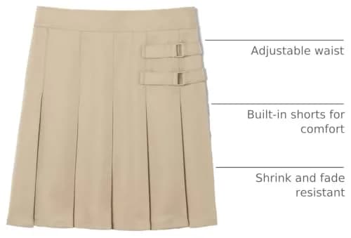 French Toast Girls' Adjustable Waist 2-Tab Scooter, Khaki, 14 | School Uniform Skirt with Built-in Shorts thumbnail 4