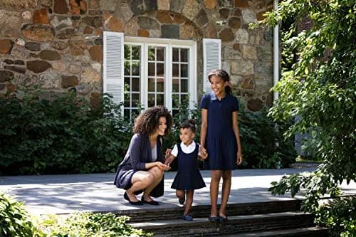 French Toast Girls' Short Sleeve 2-Fer Pleated Dress, Navy, 10 | School Uniform Look with Easy Pull-On Comfort thumbnail 6