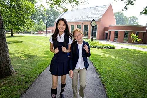 French Toast Girls' Short Sleeve 2-Fer Pleated Dress, Navy, 10 | School Uniform Look with Easy Pull-On Comfort thumbnail 7