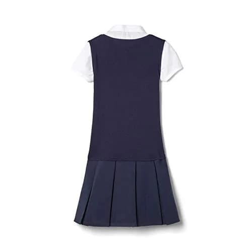 French Toast Girls' Short Sleeve 2-Fer Pleated Dress, Navy, 10 | School Uniform Look with Easy Pull-On Comfort thumbnail 4