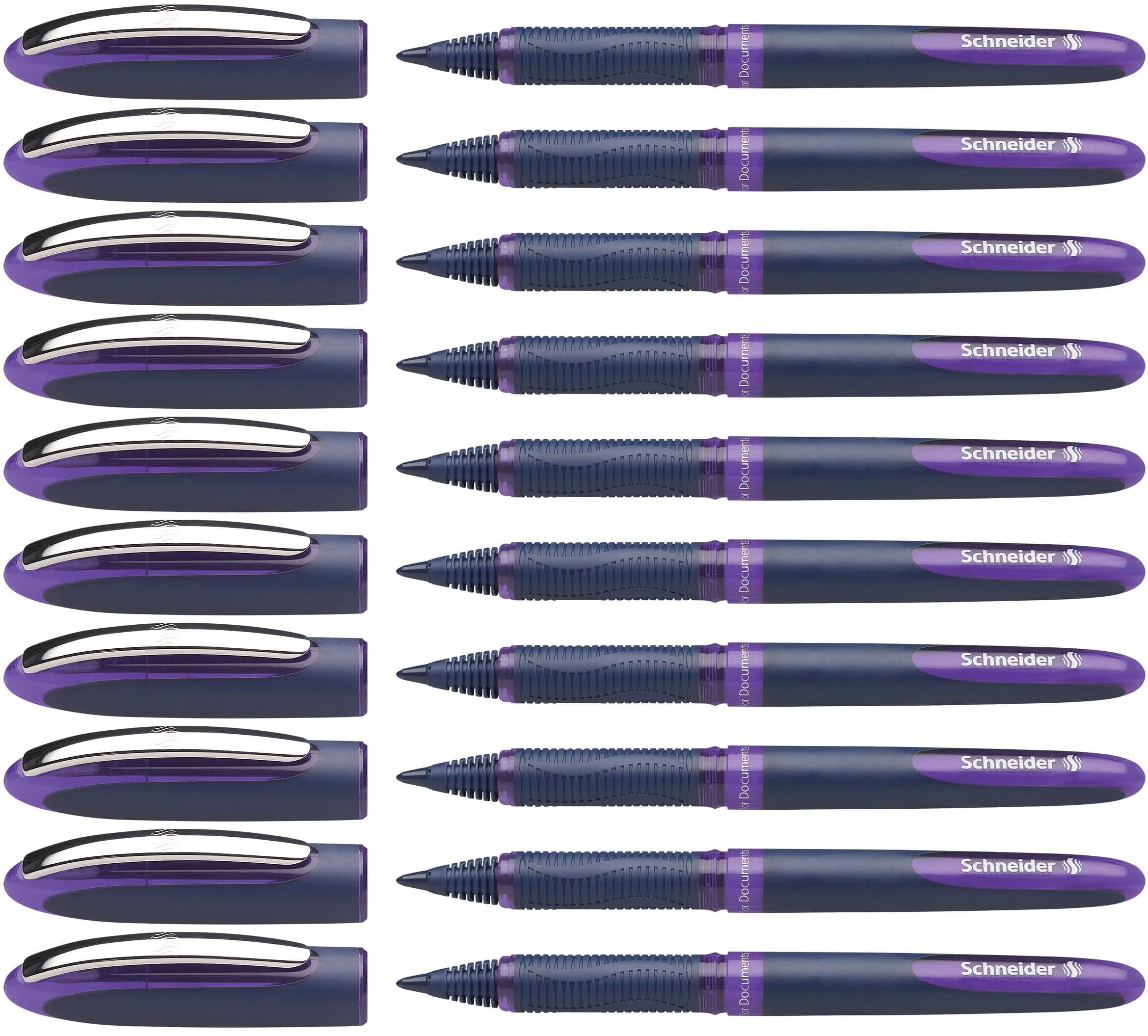 Schneider One Business Rollerball Pen, 0.6mm Fine Tip, Violet Ink, Blue Barrel, Box of 10 Pens - main product image