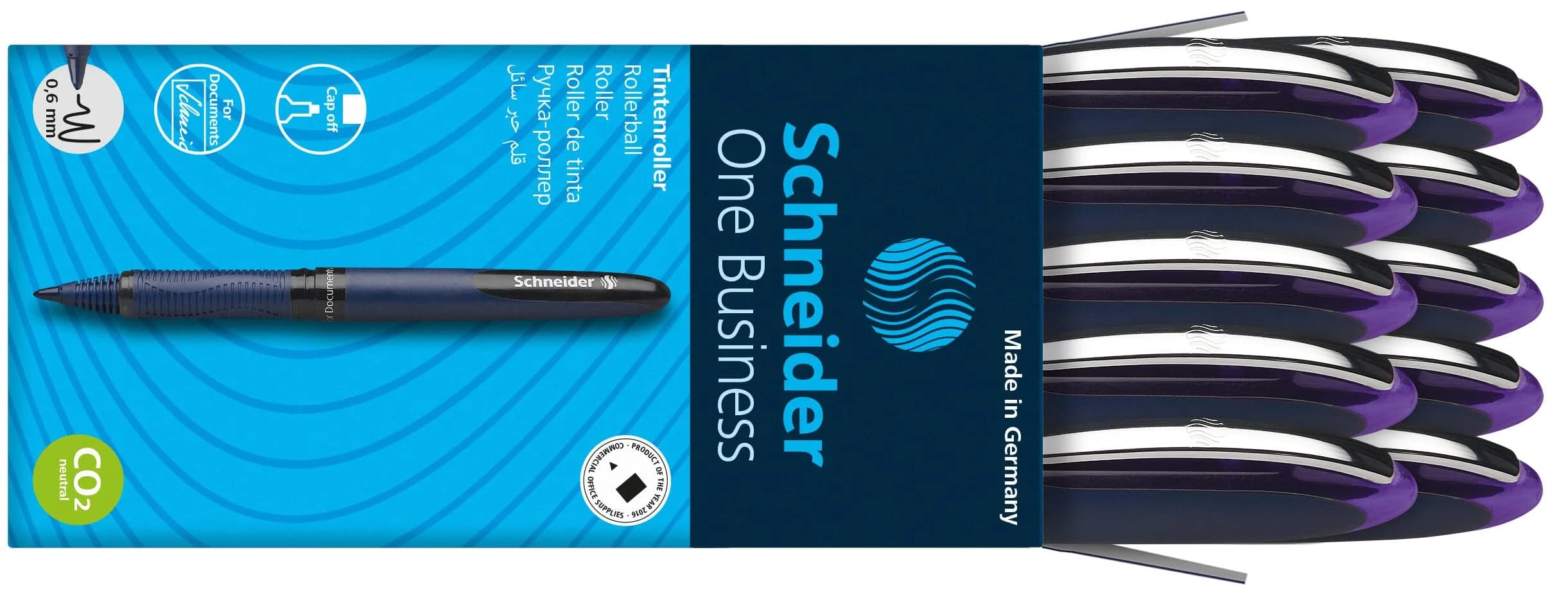 Schneider One Business Rollerball Pen, 0.6mm Fine Tip, Violet Ink, Box of 10 | Smooth Ink Flow, ISO 14145-2 Waterproof - view 5