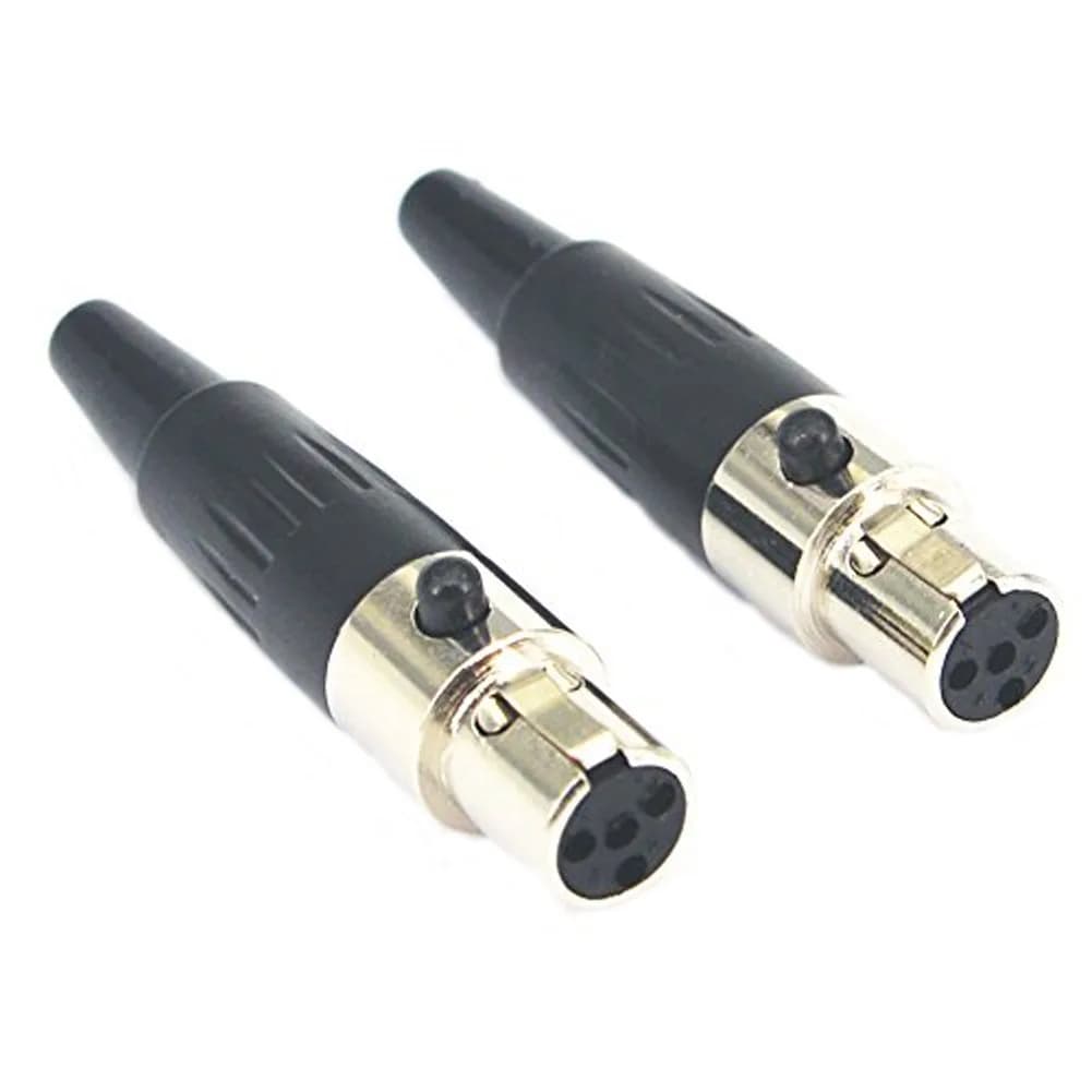 onelinkmore Mini XLR TA4F 4-Pin Female Inline Connector 2-Pack | Solder Type for Shure Wireless Bodypack Repair — 4 Pin Female only
