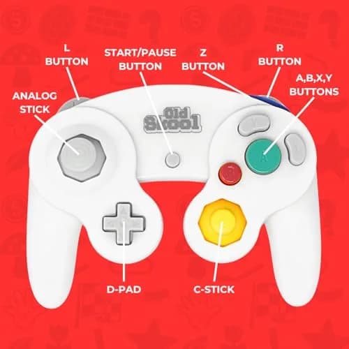 Old Skool Wired Controller for GameCube & Wii - White | 1.83m (6 ft) Cable thumbnail 2