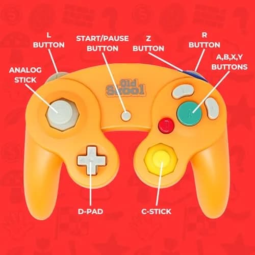 Old Skool Controller Compatible with Gamecube/Wii - Orange (Spice) | 6ft Cable, Rumble Vibration thumbnail 2