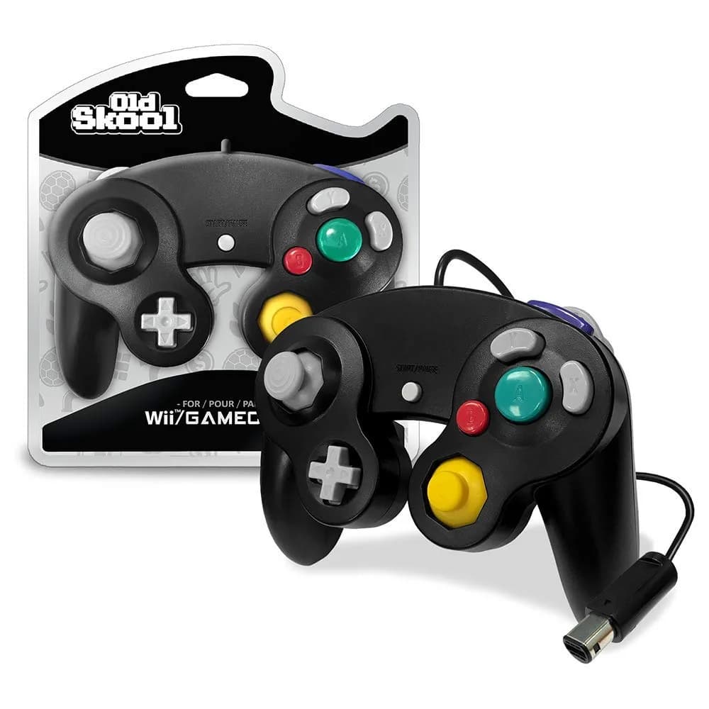 Old Skool GameCube/Wii Compatible Wired Controller - Black (18 Buttons, 1.83m Cable)