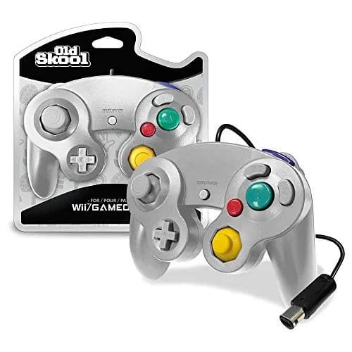 Old Skool Silver Wired Controller Compatible with GameCube/Wii | 1.8m Cable, Rumble Vibration thumbnail 1