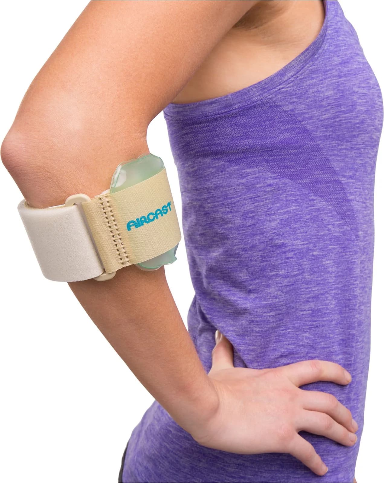 Aircast Pneumatic Armband Tennis/Golfers Elbow Support Strap, Beige | Concentrates Compression on Extensor Muscle - view 4
