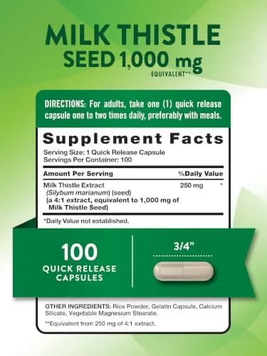 Nature's Truth Milk Thistle Seed Extract | Herbal Supplement | 100 Capsules thumbnail 2