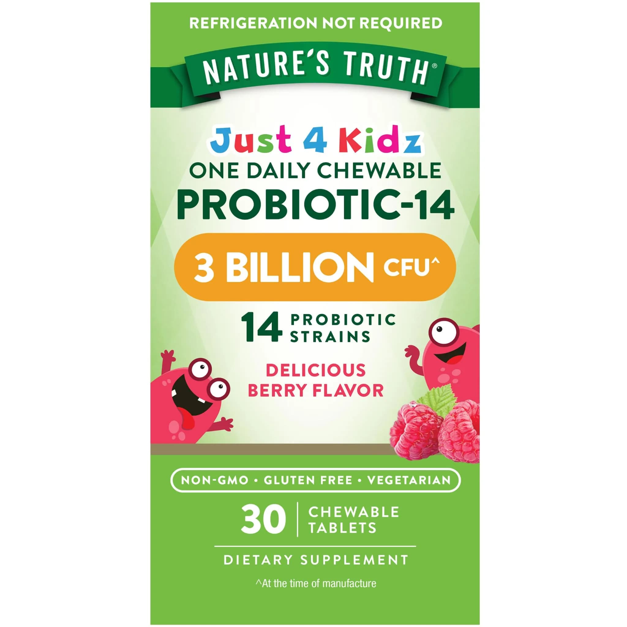 Nature's Truth Probiotics for Kids 30 Chewable Tablets | 3 Billion CFUs | Berry Flavor