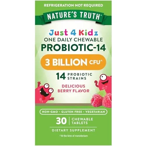 Nature's Truth Probiotics for Kids 30 Chewable Tablets | 3 Billion CFUs | Berry Flavor thumbnail 1