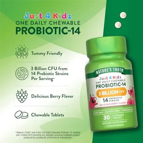 Nature's Truth Probiotics for Kids 30 Chewable Tablets | 3 Billion CFUs | Berry Flavor thumbnail 5