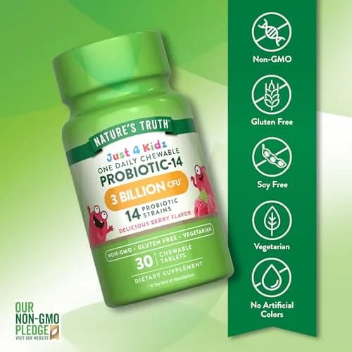 Nature's Truth Probiotics for Kids 30 Chewable Tablets | 3 Billion CFUs | Berry Flavor thumbnail 3