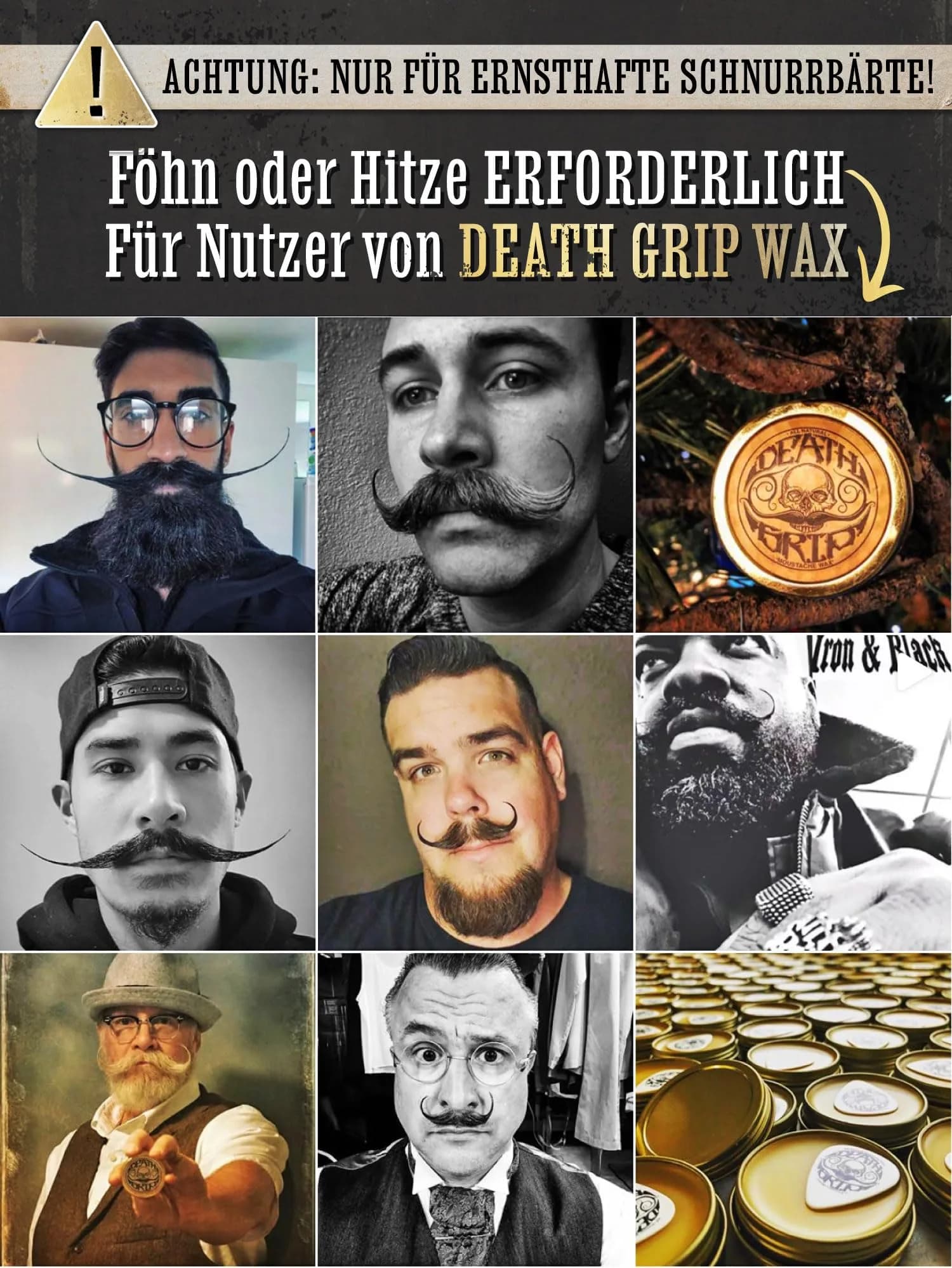 THE VINTAGE GROOMING CO. Mustache Wax Death Grip Extra Strong Hold 28.35 g (1 oz) | Holds 8+ Hours in Hot Weather - view 6