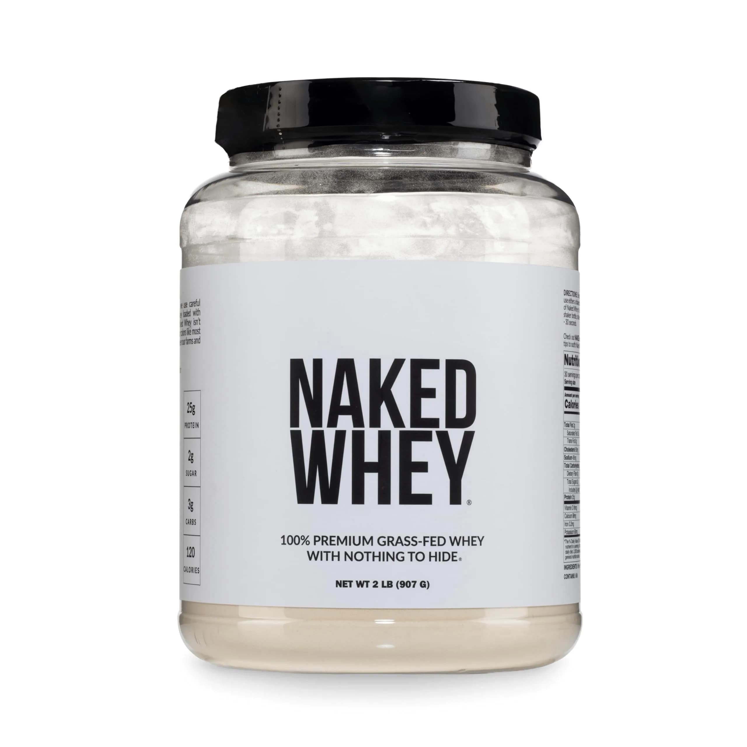 NAKED Strawberry Whey Protein Powder 2.27kg (5 lb) | All Natural Grass Fed Whey Protein Aid Muscle Growth & Recovery — Unflavored / 2 Pound