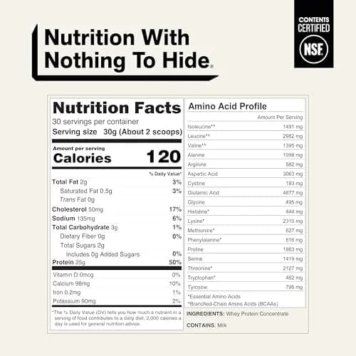 NAKED Whey Protein Powder 2 lb (907 g) | NSF Certified Grass-Fed Unflavored Protein thumbnail 5