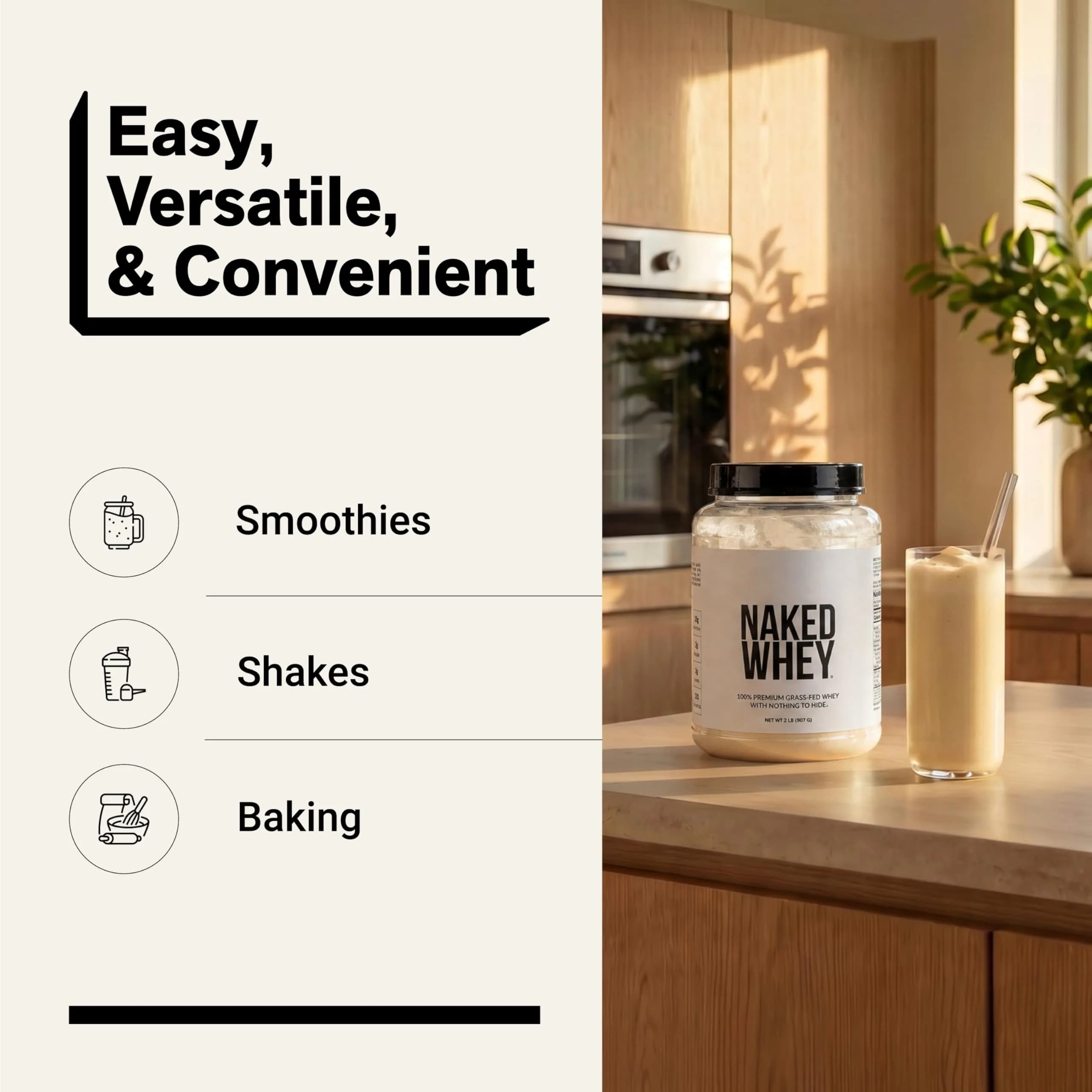 NAKED Whey Protein Powder 2 lb (907 g) | NSF Certified Grass-Fed Unflavored Protein - view 7