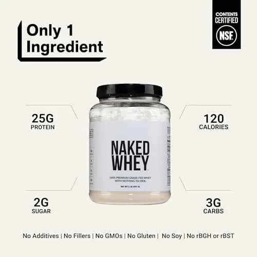NAKED Strawberry Whey Protein Powder 2.27kg (5 lb) | All Natural Grass Fed Whey Protein Aid Muscle Growth & Recovery - view 3