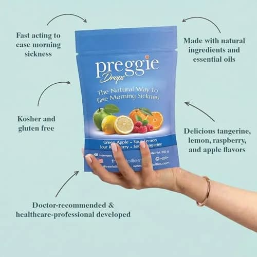 Preggie Pop Drops Natural Lozenges for Morning Sickness | 48 Count, Assorted Flavors, Pregnancy Relief thumbnail 3