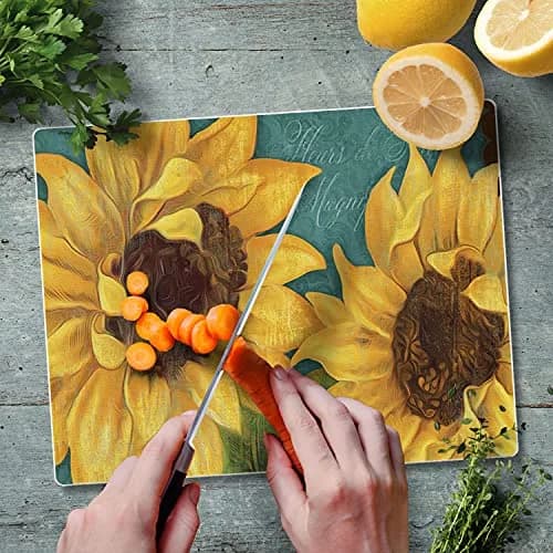 Highland Graphics Sunshiny Day Bold Yellow Sunflowers Glass Cutting Board 10 Inch | Eco-Friendly Kitchen Accessory thumbnail 5
