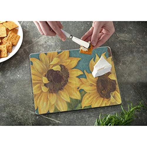 Highland Graphics Sunshiny Day Bold Yellow Sunflowers Glass Cutting Board 10 Inch | Eco-Friendly Kitchen Accessory thumbnail 2