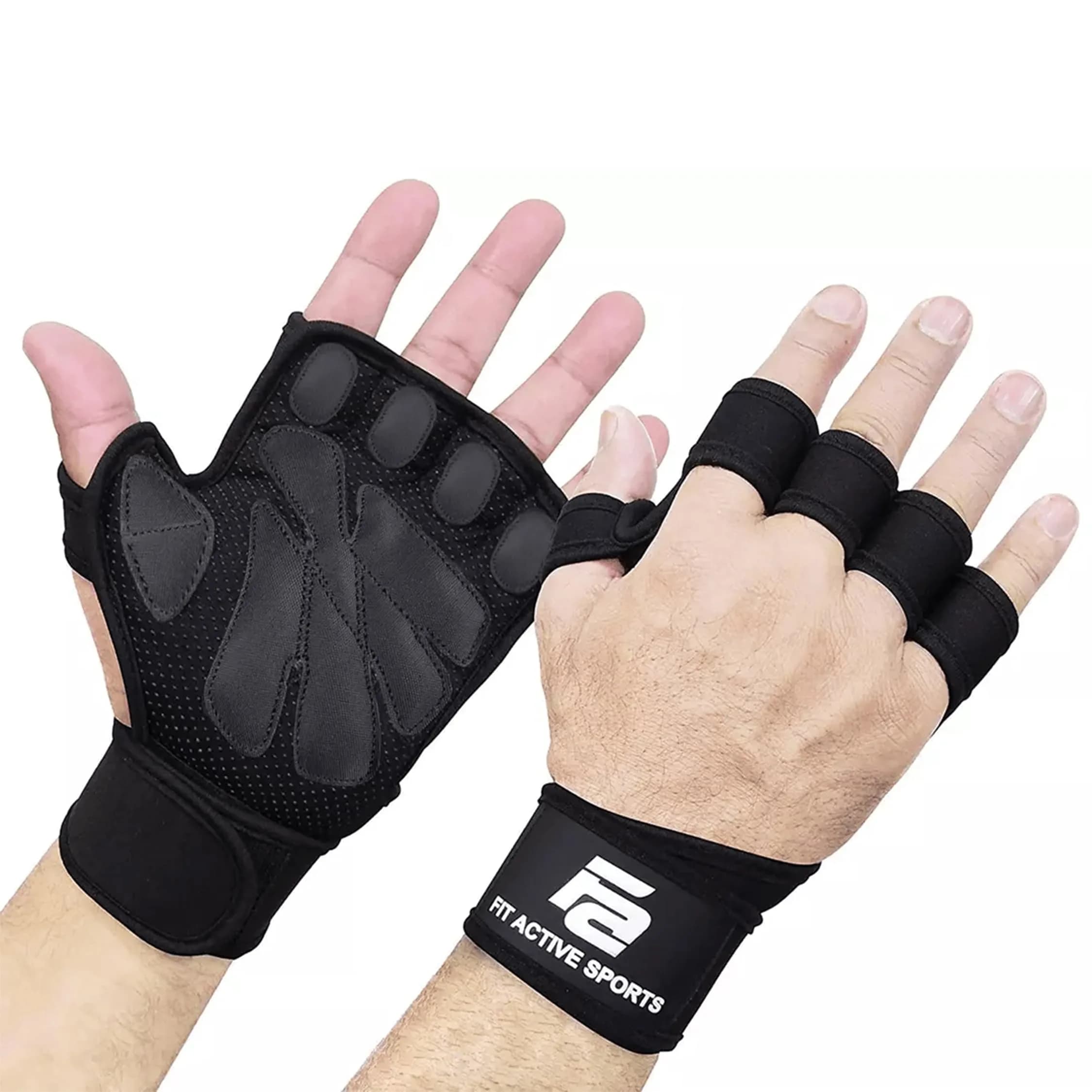 Fit Active Sports Gym Workout Gloves for Men Women Weight Lifting, Small | Ambidextrous Neoprene with Built-In Wrist Wraps
