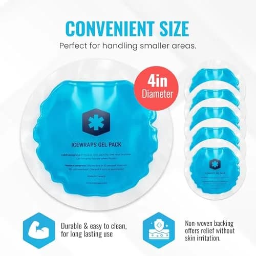 ICEWRAPS 4 inches Round Reusable Ice Packs with Cloth Backing | Soft & Flexible Cold Therapy for Pain Relief thumbnail 5