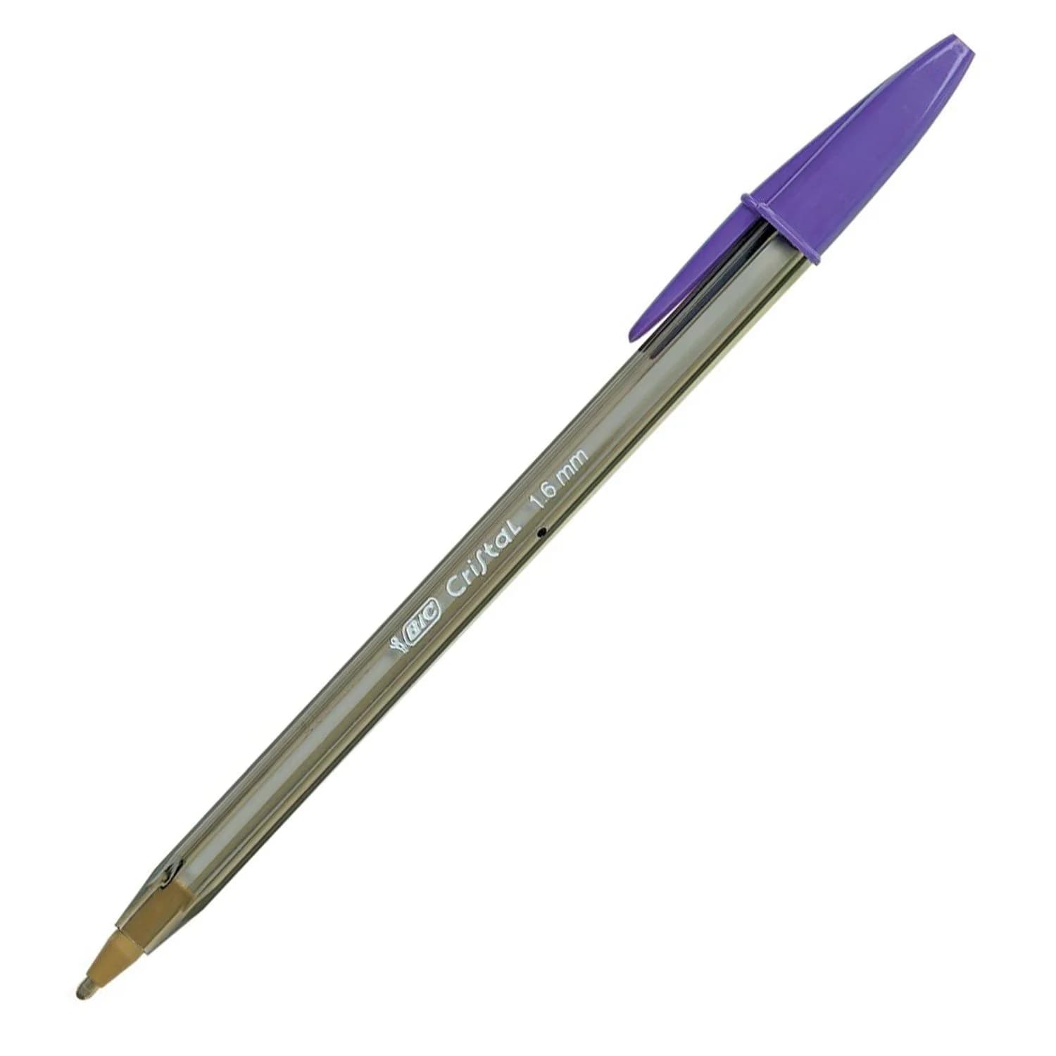 BIC Cristal P. TA 1.6mm Ball Pen Purple | Broad Tip, Translucent Body, USA Import