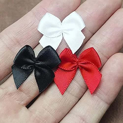 Chenkou Craft Blue 60pcs Mini Satin Ribbon Bows Flowers 25x20mm | DIY Craft Wedding Decor thumbnail 2