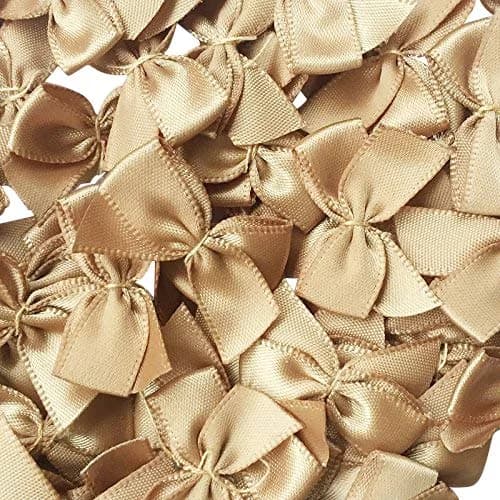 Chenkou Craft Mini Satin Ribbon Bows Flowers 25x20mm Brown | 60pcs for DIY Crafts thumbnail 1