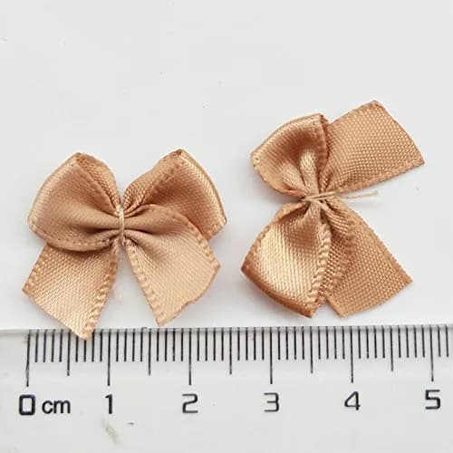 Chenkou Craft Mini Satin Ribbon Bows Flowers 25x20mm Brown | 60pcs for DIY Crafts thumbnail 5