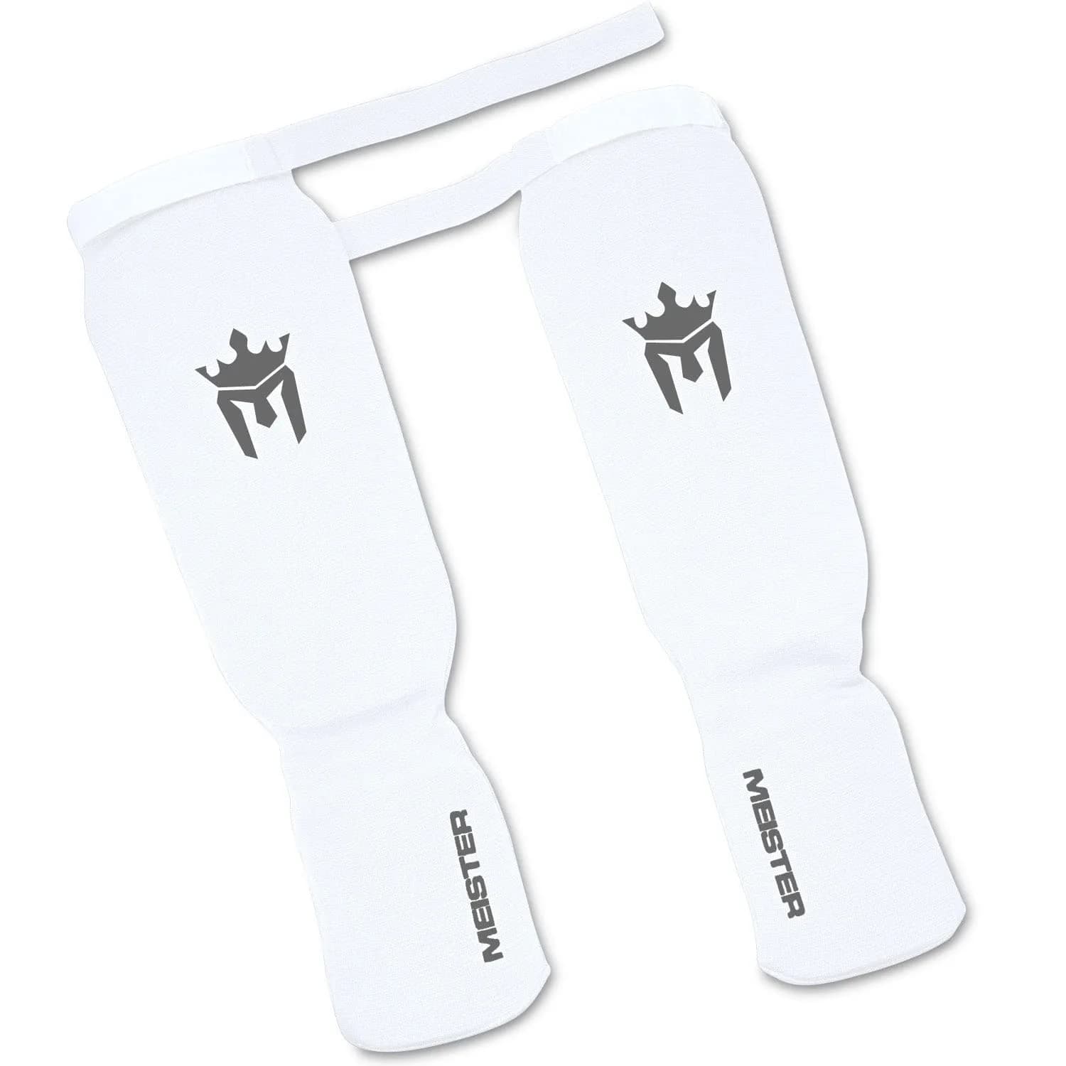 Meister MMA Elastic Cloth Shin & Instep Guards - White - Youth/X-Small | Lightweight Combat Sports Protection - view 3