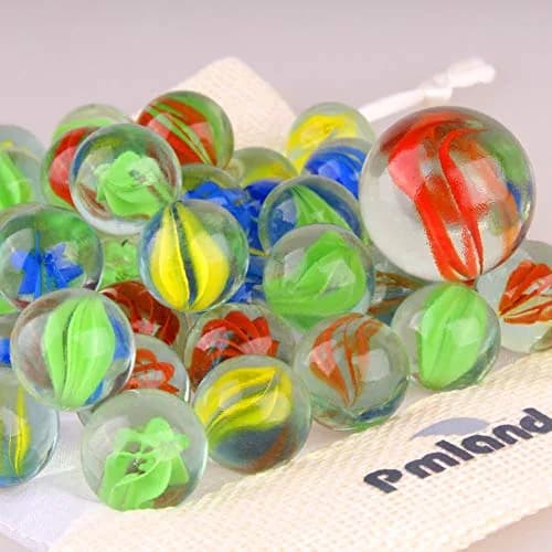 PMLAND 40 Pcs Cats Eyes Glass Marbles Assorted Colors | Durable Glass Marbles for Kids & Family thumbnail 2