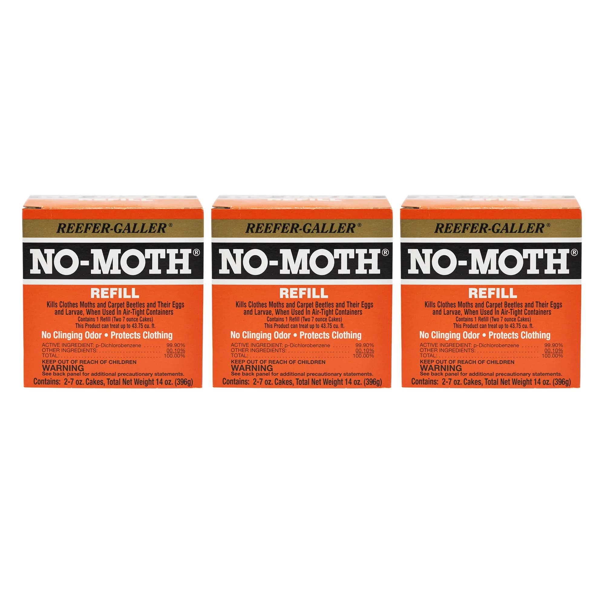 Reefer-Galler NO Moth Closet Hanger Refill Pack of 3 | Odorless, Effective Mothproofing for Air-Tight Closets - main product image