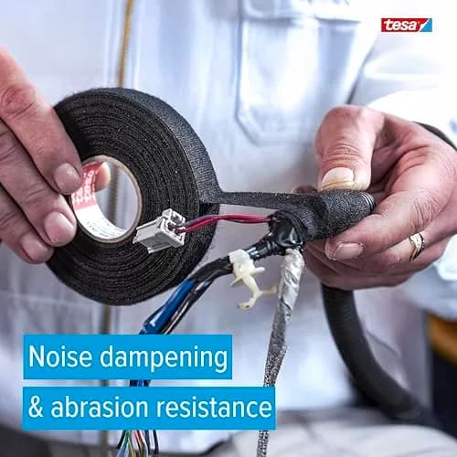 tesa 51608 Noise Damping PET Fleece Automotive Wire Harness Tape Black 19mm x 15m (5 Rolls) | Abrasion Resistant & Hand-Tearable thumbnail 2