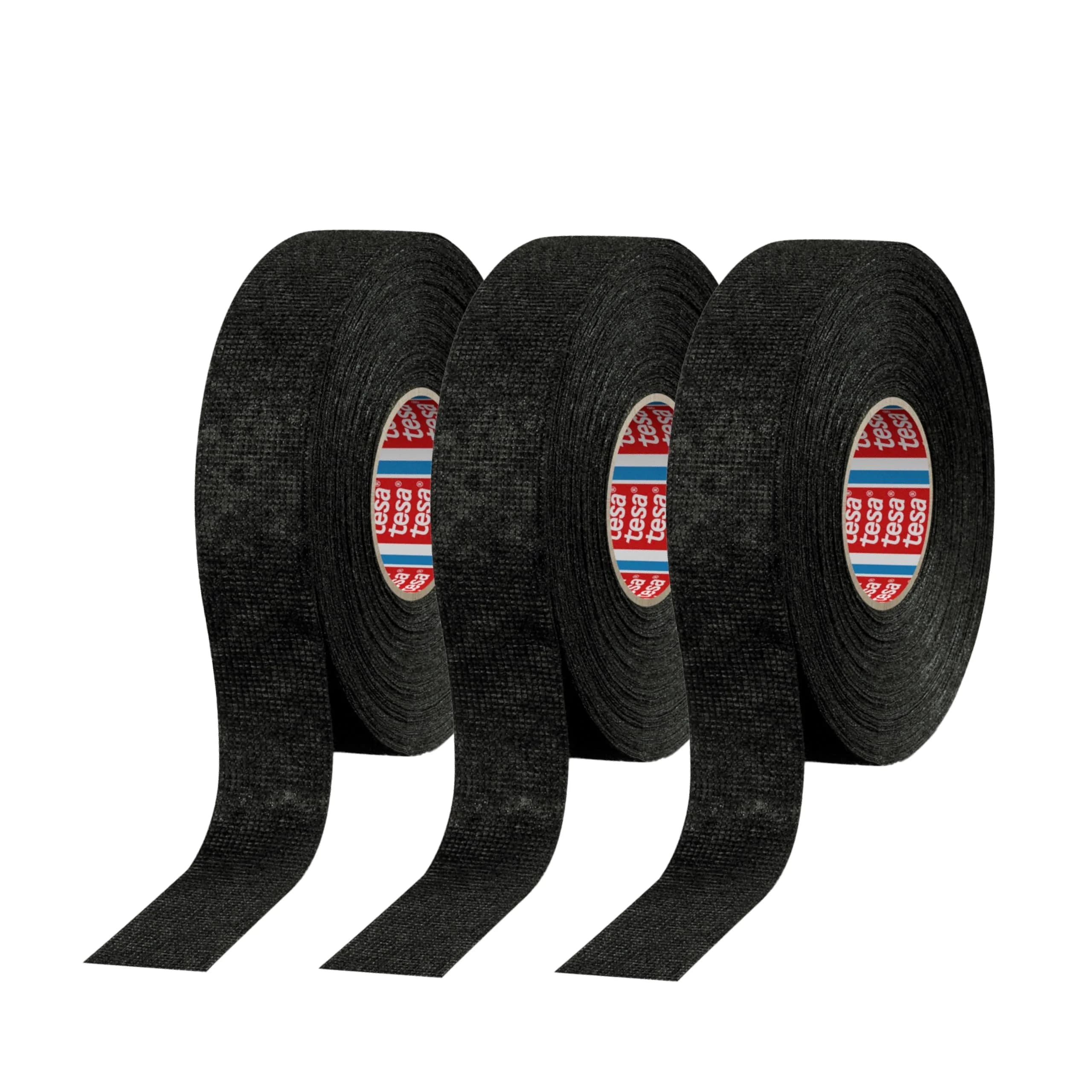 tesa 51608 Noise Damping PET Fleece Automotive Wire Harness Tape, Black, 19mm x 25m (0.75in x 27yds) | Automotive Grade — Black