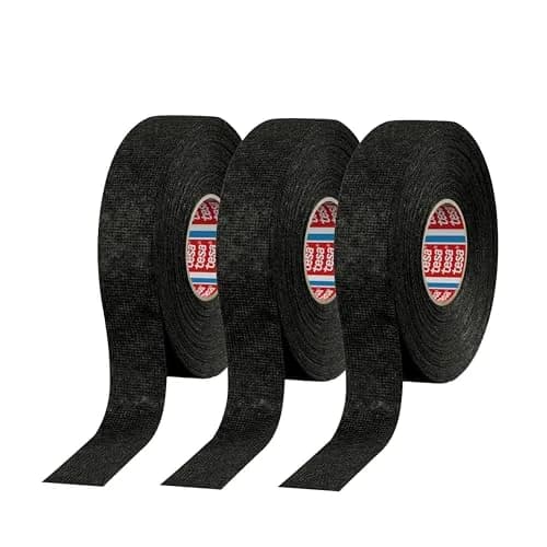 tesa 51608 Noise Damping PET Fleece Automotive Wire Harness Tape, Black, 19mm x 25m (0.75in x 27yds) | Automotive Grade thumbnail 1