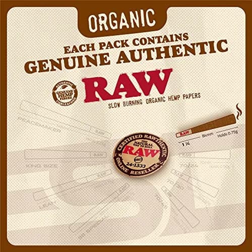 RAW Organic Cones 1-1/4 Size | 50 Pack | Pre Rolled Rolling Papers with Tips | 83mm Length thumbnail 5