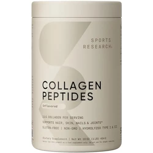 Sports Research Collagen Peptides Protein Powder, 32oz | High Protein Nutritional Supplement for Wellness — Unflavored