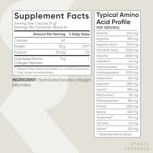 Sports Research Collagen Peptides Protein Powder 16oz (454g) | Hydrolyzed Type I & III for Skin, Joints & Wellness thumbnail 5