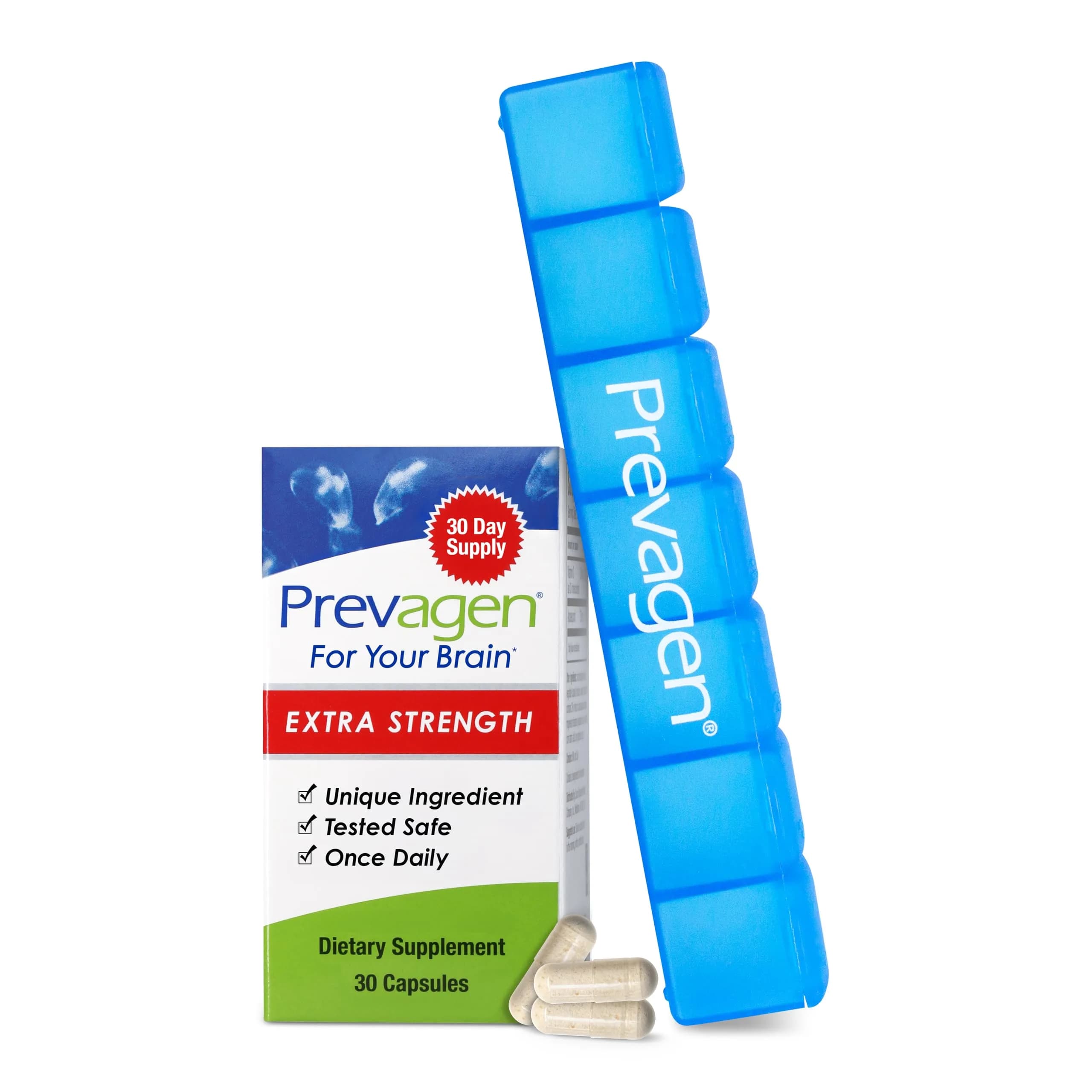 Prevagen Extra Strength with 7-Day Pill Minder | Brain Support Supplement, 30 Capsules — Capsule
