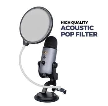 Enabled Microphone Pop Filter 6" with Clamp | Dual Nylon Layers for Clear Recording thumbnail 2