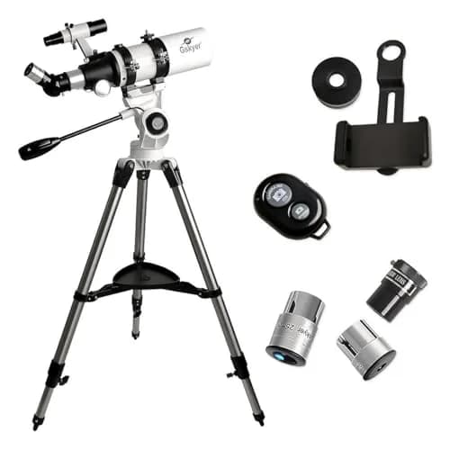 Gskyer Telescope 80mm AZ Space Astronomical Refractor for Kids | 400mm Focal Length, 80mm Aperture, AZ Mount, 3X Barlow, Phone & Remote thumbnail 8