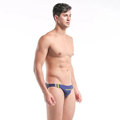 DESMIIT Men's Low Rise Swimwear Back Drain Line 33in Waist | Durable Nylon-Spandex Blend thumbnail 2