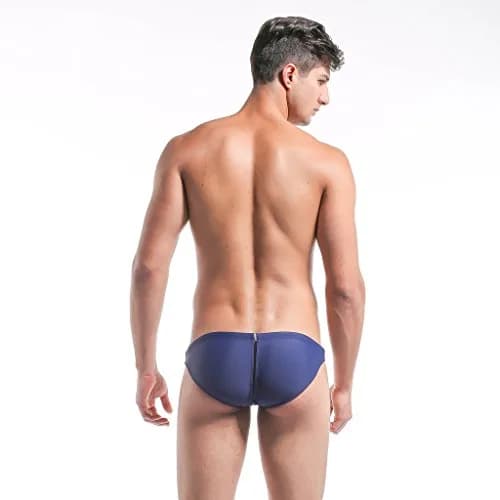 DESMIIT Men's Low Rise Swimwear Back Drain Line 33in Waist | Durable Nylon-Spandex Blend thumbnail 3