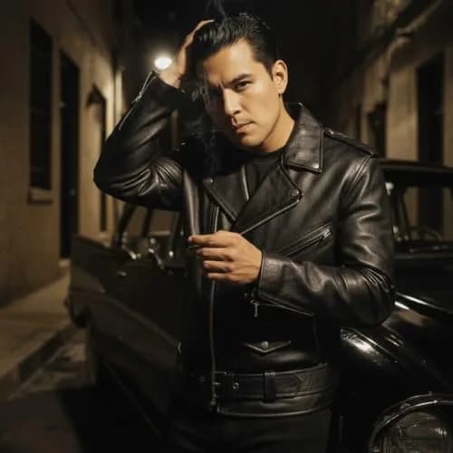EVENT LEATHER EL5411 Men's Black Classic Side Lace Motorcycle Leather Jacket-MD | Durable Genuine Leather, Classic Motorcycle Style thumbnail 2