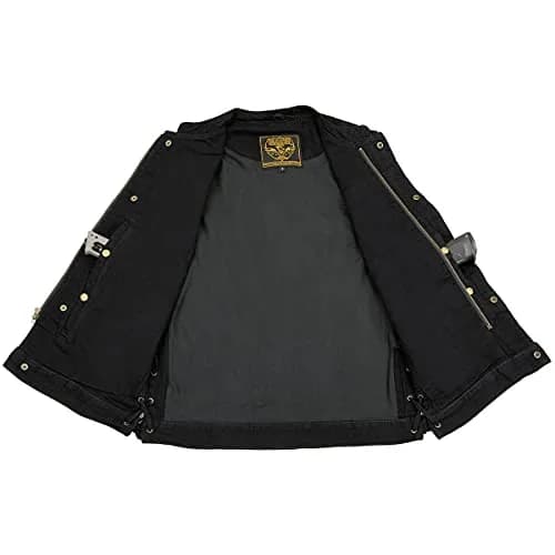 Milwaukee Leather MDM3002 Men’s Covert Black Denim Vest | Side Lace Adjustment, Concealed Pockets thumbnail 5